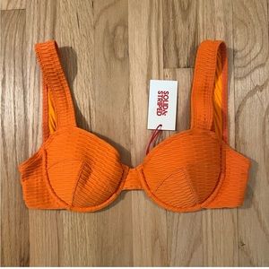 SOLID & STRIPED Lilo Top chain rib pumpkin NWT size L